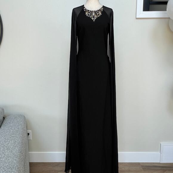 VINCE CAMUTO Women's Embellished Crepe Gown with Cape Size 4 - Picture 3 of 11